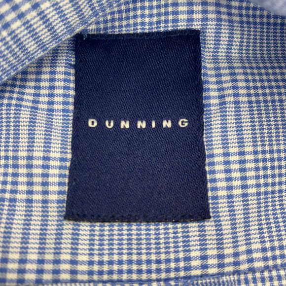 Dunning Shirt Men Extra Large XL Blue White Checkered Button Down Long Sleeve - Picture 3 of 8